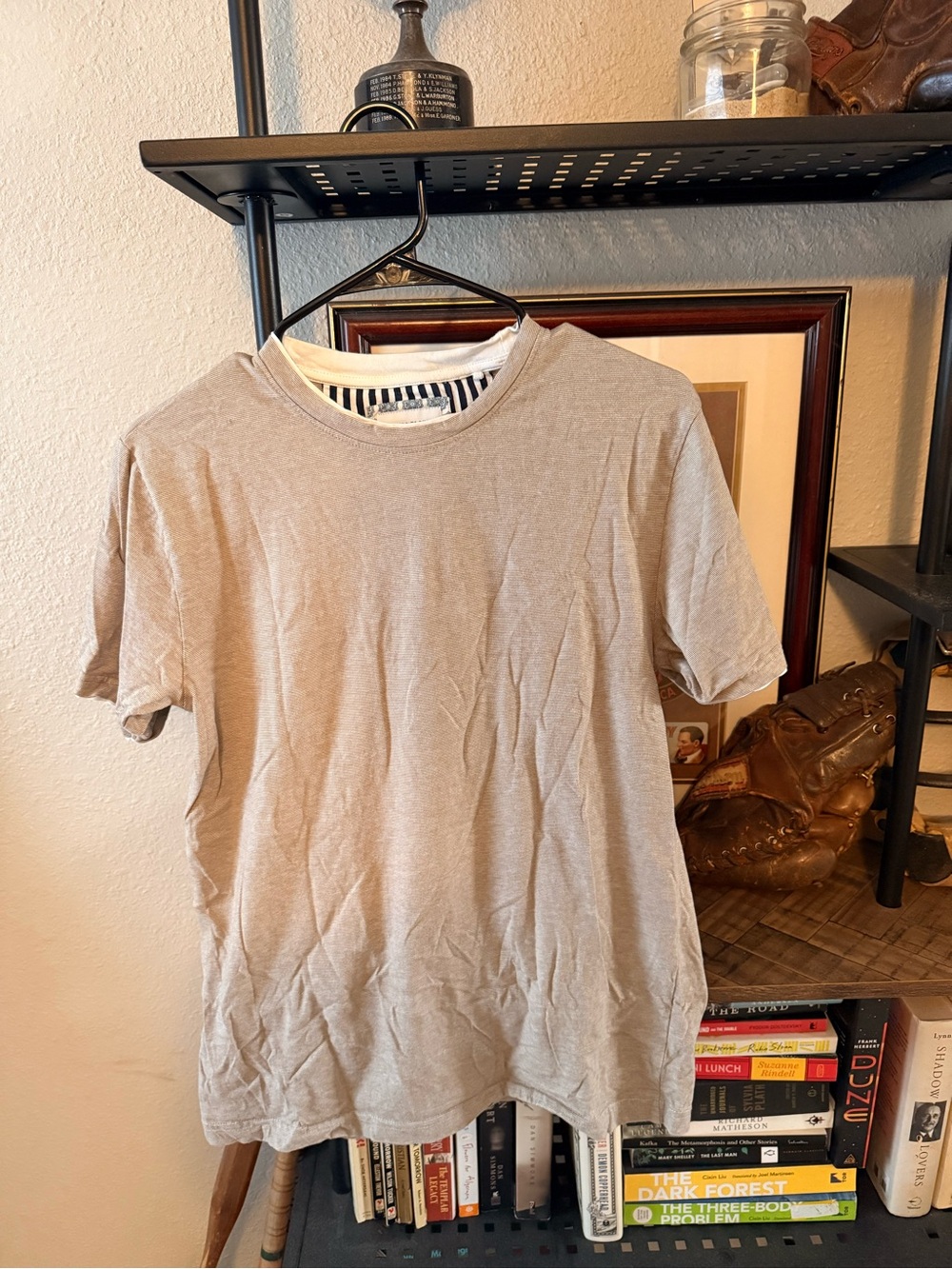 Denim & Flower Men's Short Sleeve Crew Tee in Light Taupe